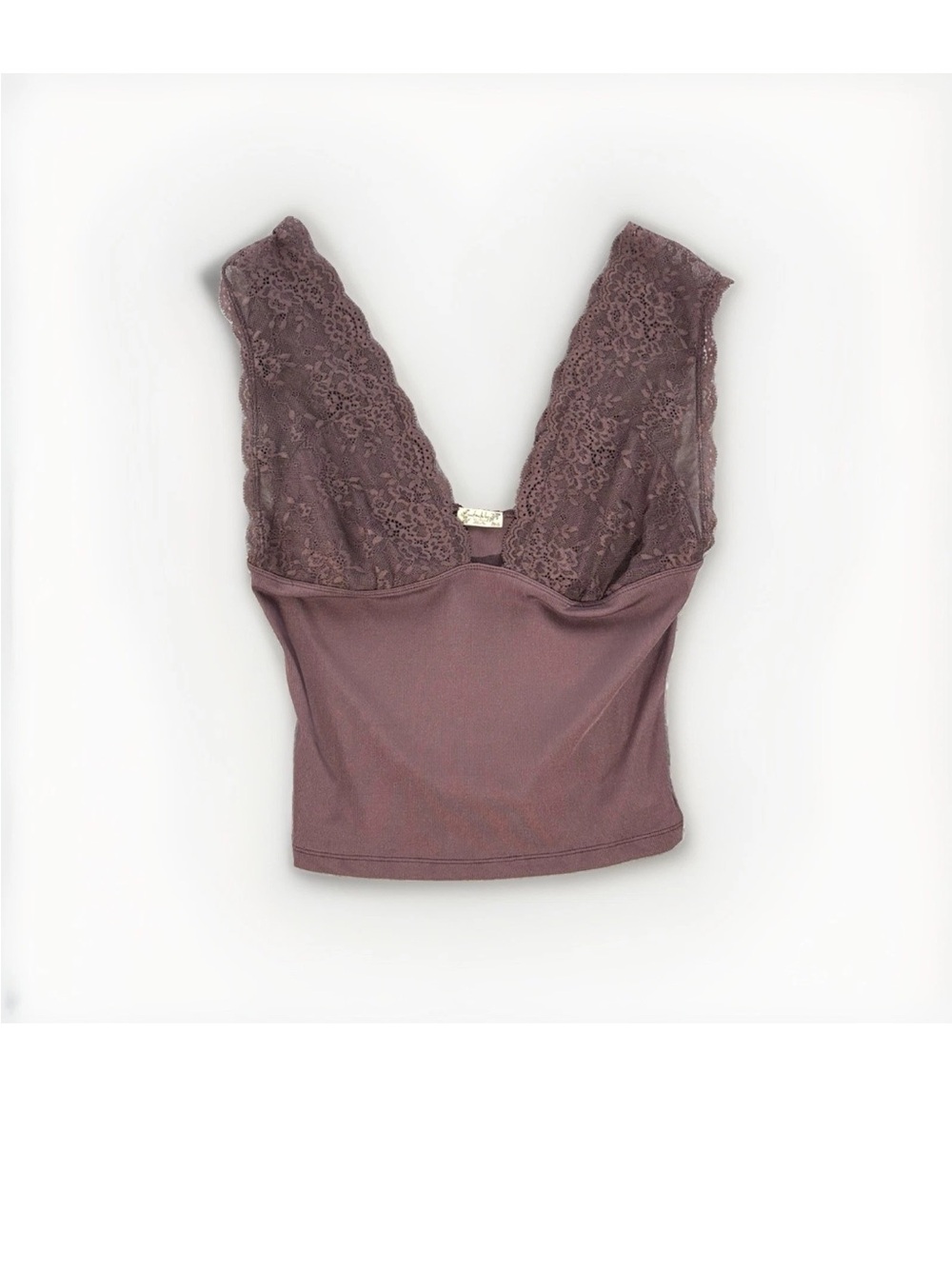 Free People Brown Large Ribbed Crop Top lace